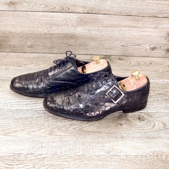 $550 Nordstrom CESARE PACIOTTI Oxford US 8 M Navy Croc Print * add $15 Trees main image 6